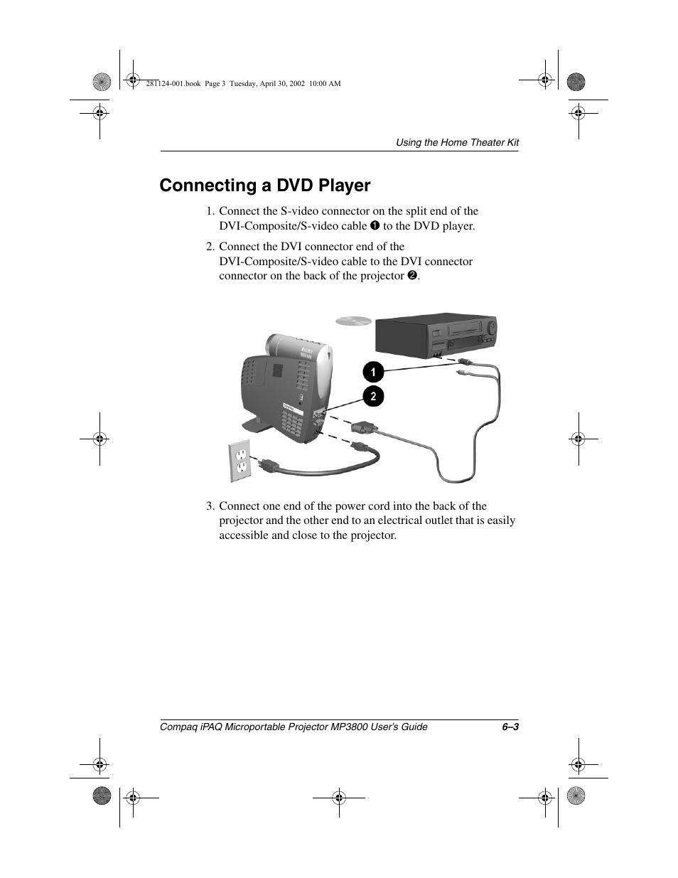 Connecting a dvd player | Compaq MP3800 User Manual | Page 42 / 65