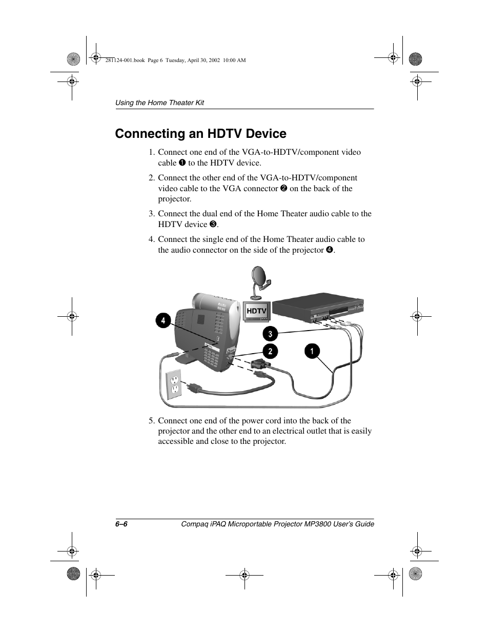 Connecting an hdtv device | Compaq MP3800 User Manual | Page 45 / 65