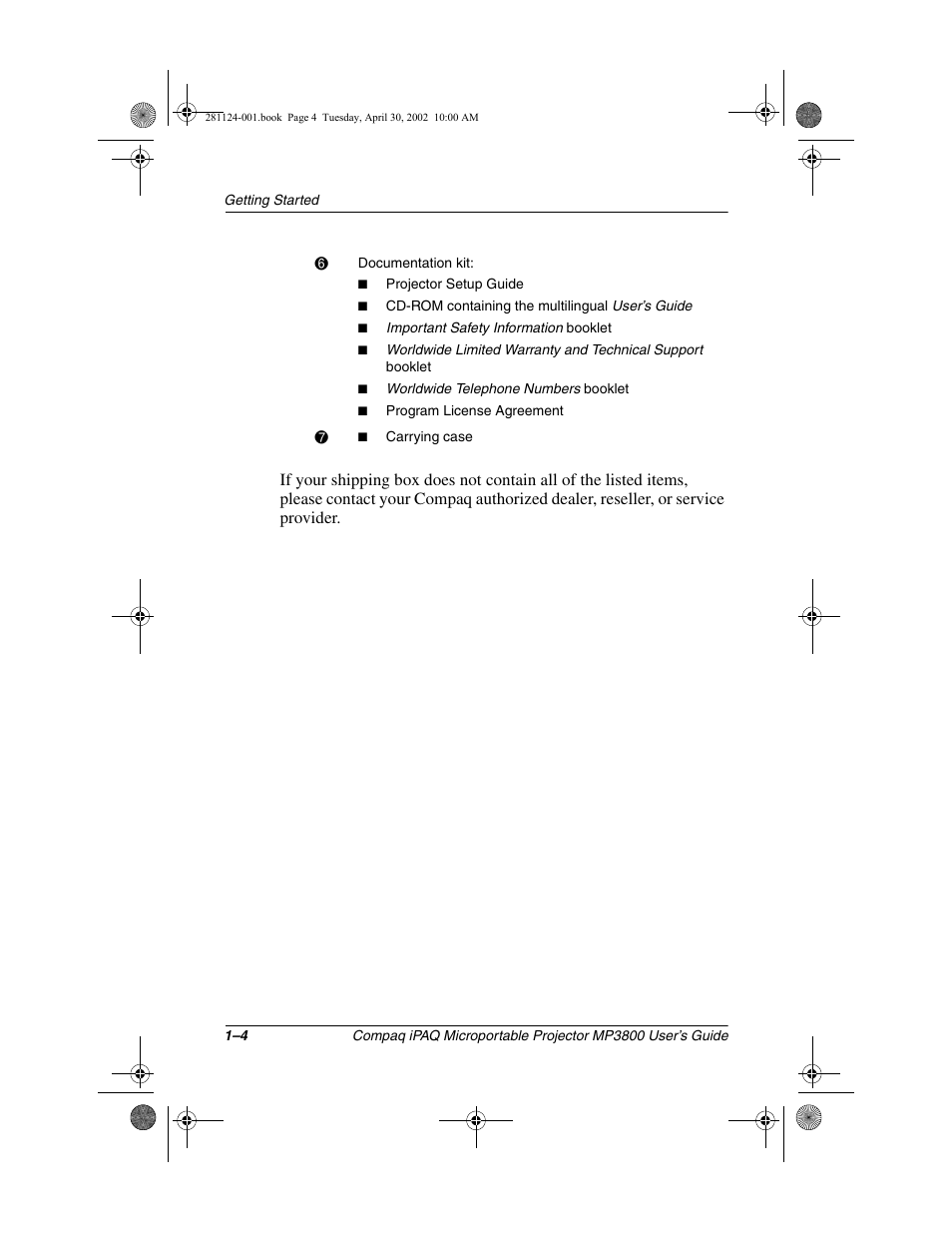 Compaq MP3800 User Manual | Page 6 / 65
