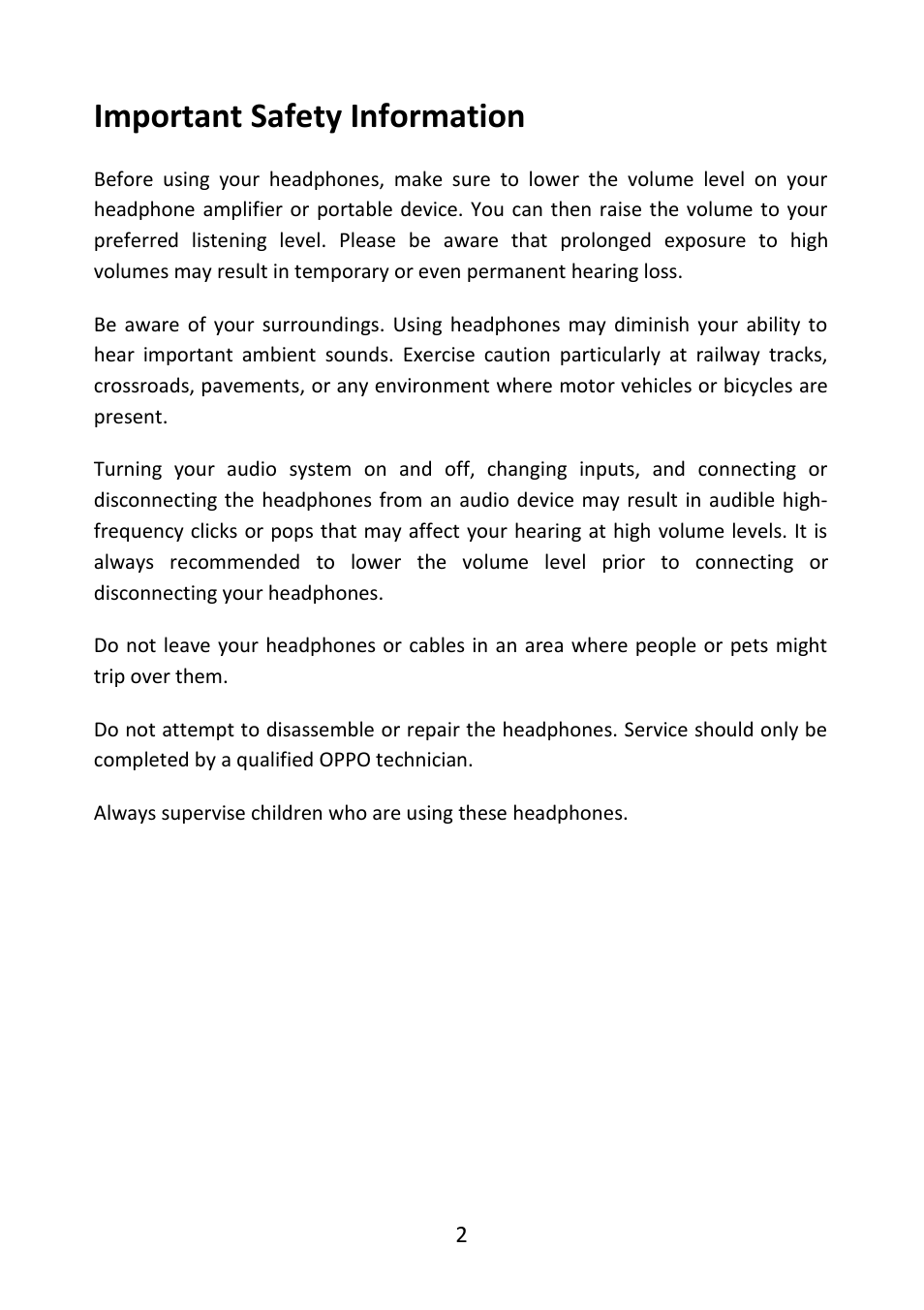 Important safety information | Oppo PM-3 User Manual | Page 3 / 9