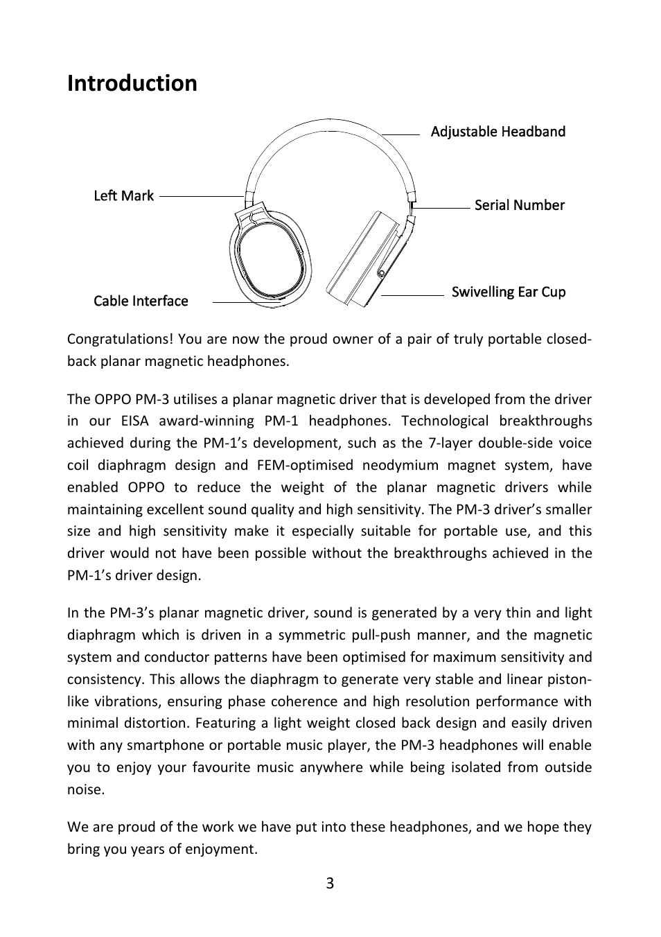 Introduction | Oppo PM-3 User Manual | Page 4 / 9