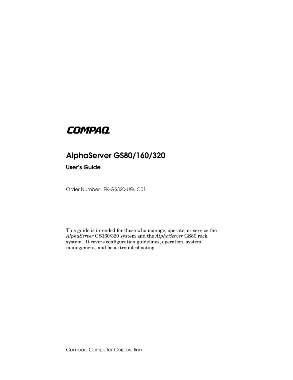 Compaq GS160 User Manual | 184 pages