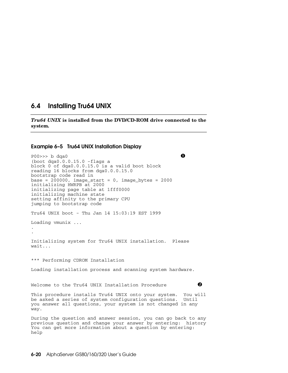 4 installing tru64 unix | Compaq GS160 User Manual | Page 104 / 184