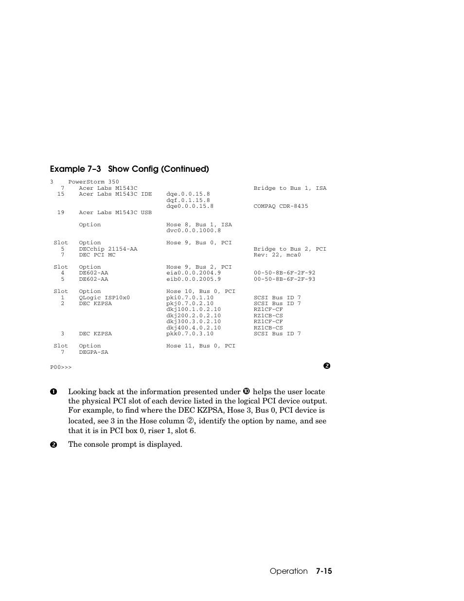 Example 7–3 show config (continued) | Compaq GS160 User Manual | Page 127 / 184