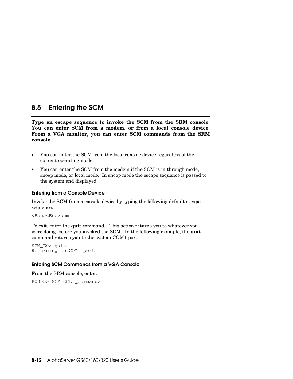 5 entering the scm | Compaq GS160 User Manual | Page 152 / 184