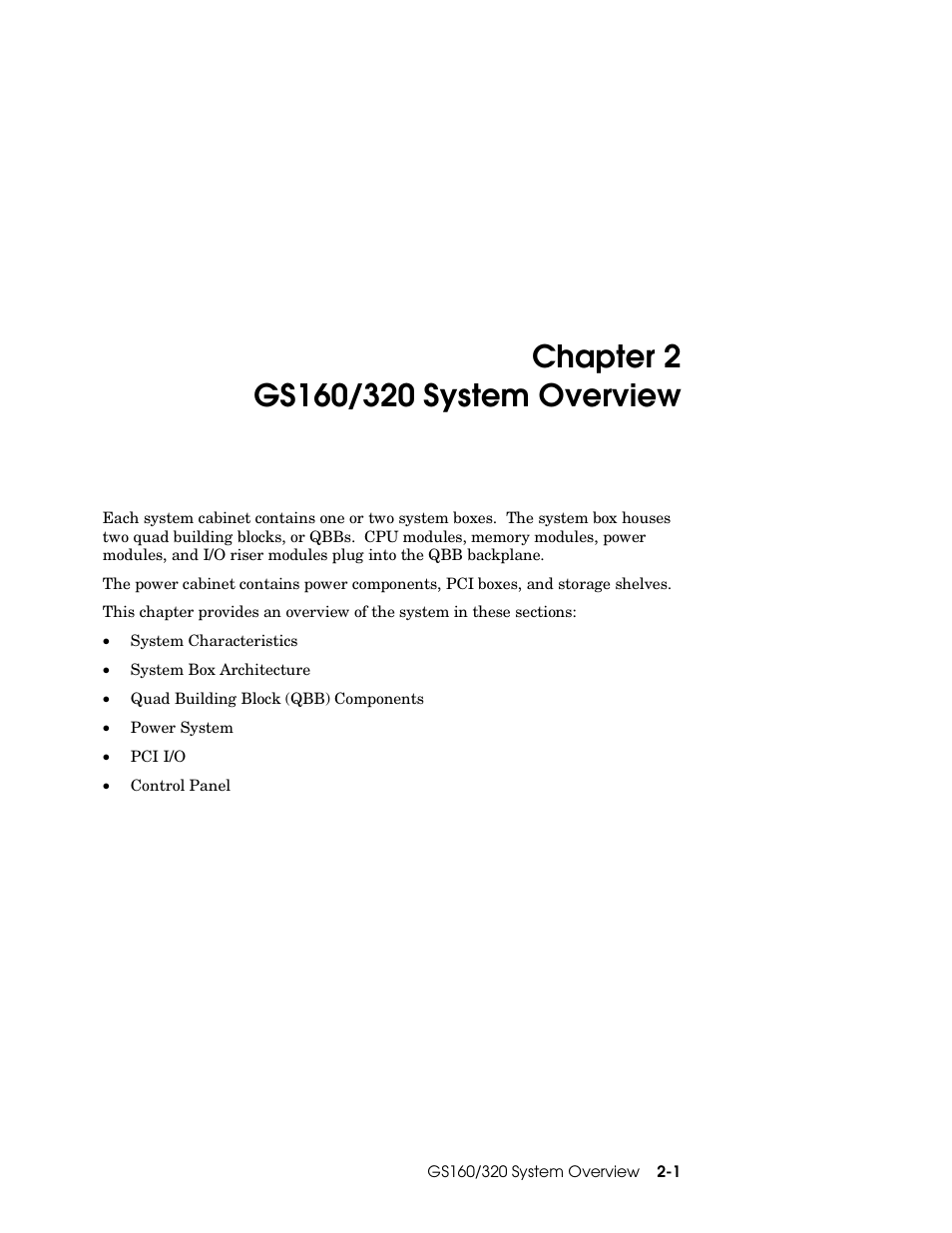 Chapter 2 gs160/320 system overview | Compaq GS160 User Manual | Page 19 / 184