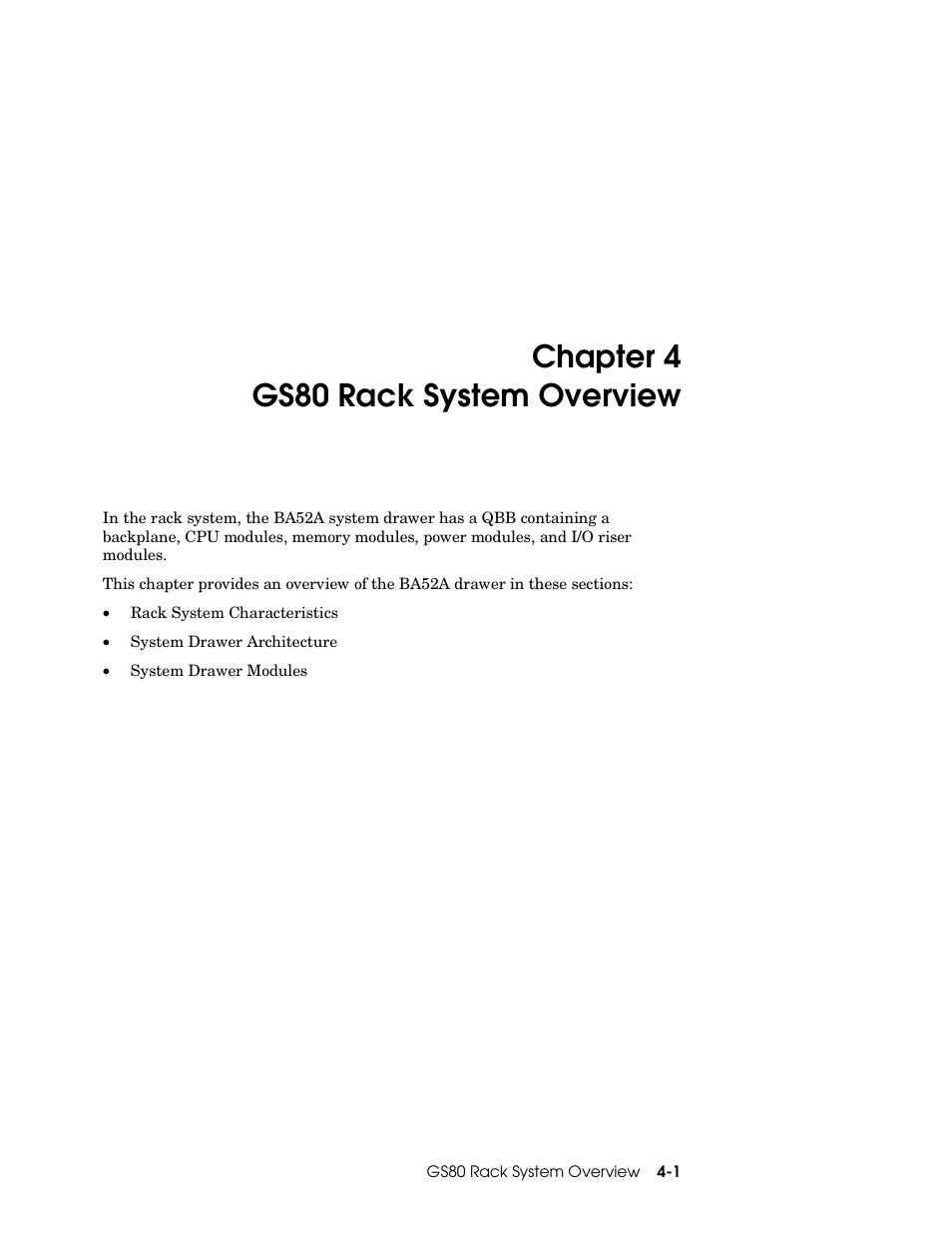 Chapter 4 gs80 rack system overview | Compaq GS160 User Manual | Page 71 / 184