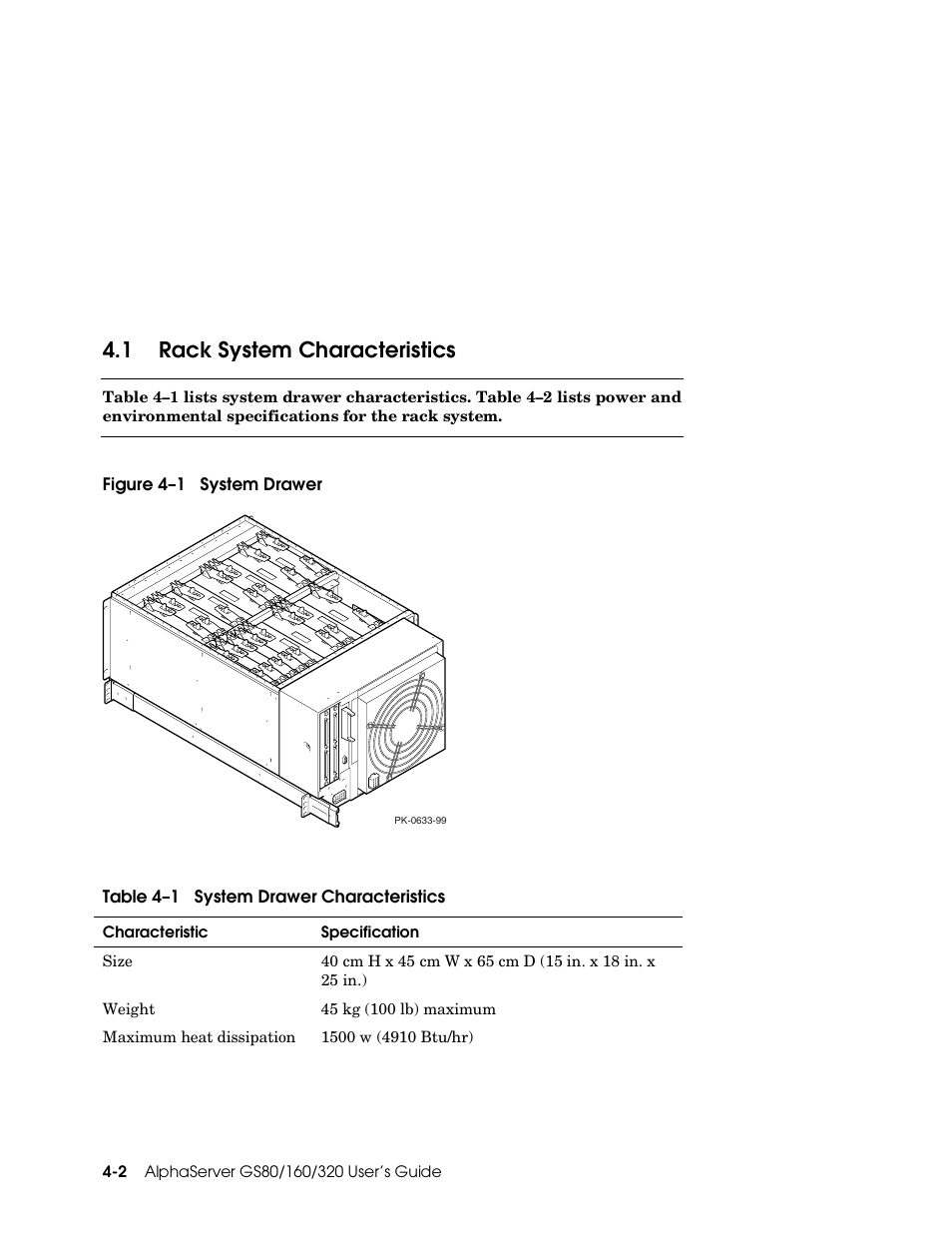 1 rack system characteristics | Compaq GS160 User Manual | Page 72 / 184