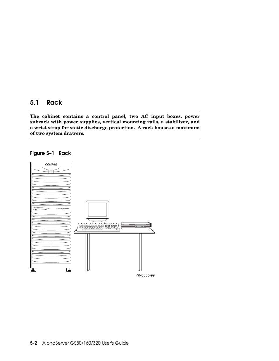1 rack, Figure 5–1 rack | Compaq GS160 User Manual | Page 80 / 184