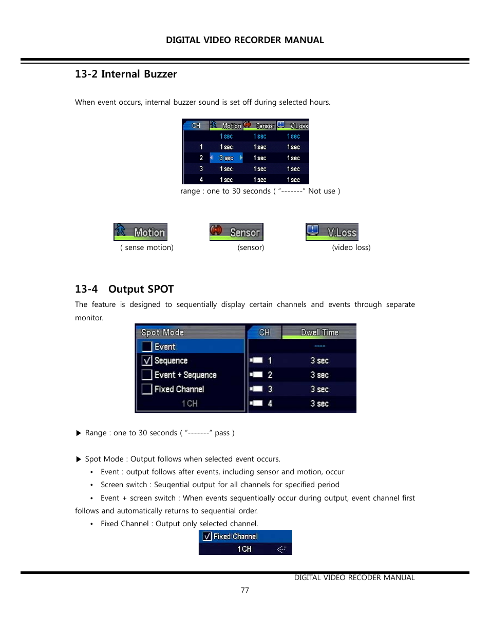 2 internal buzzer, 4 output spot | Opticom Elite H Series DVR User Manual | Page 77 / 110