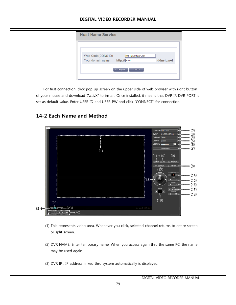 2 each name and method | Opticom Elite H Series DVR User Manual | Page 79 / 110