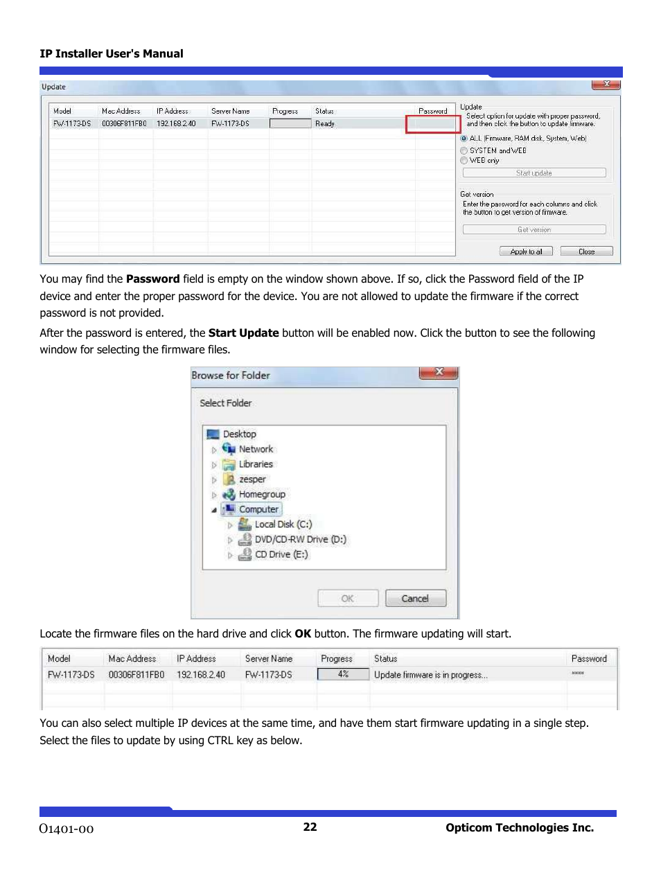 Opticom IP Installer User Manual | Page 22 / 26