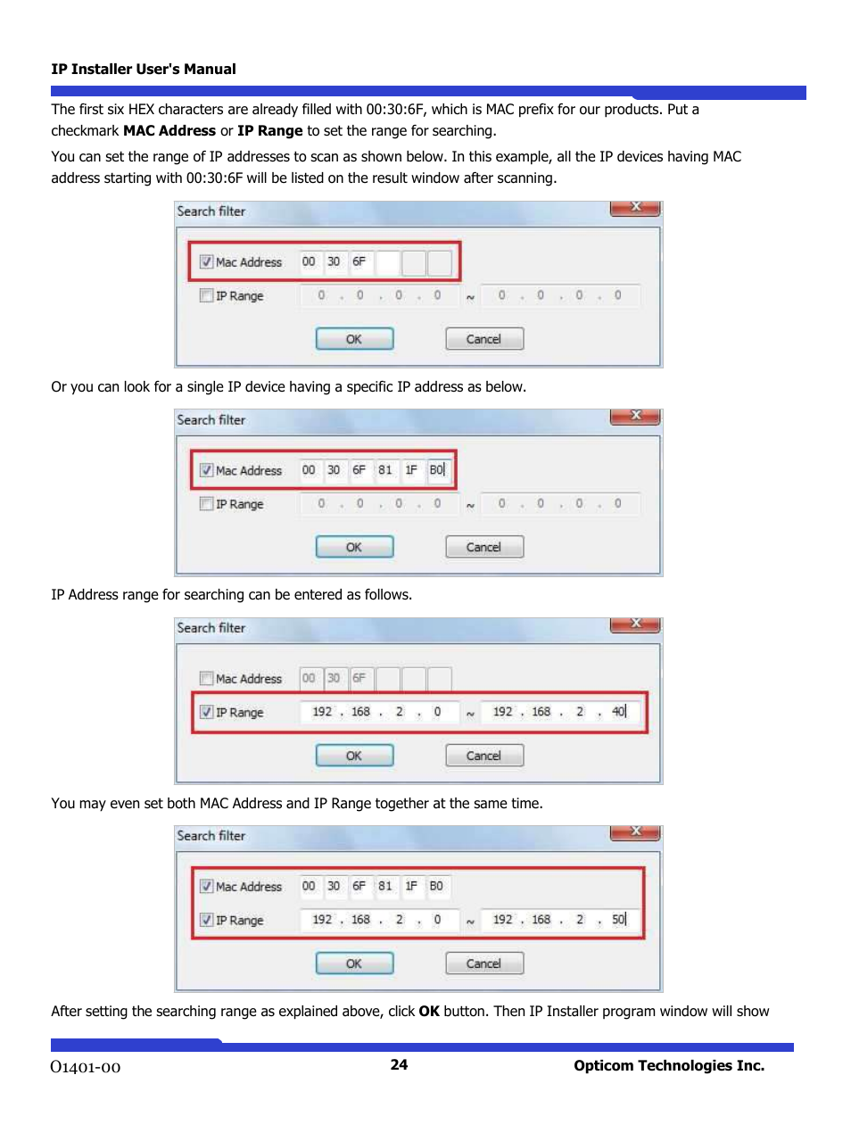 Opticom IP Installer User Manual | Page 24 / 26