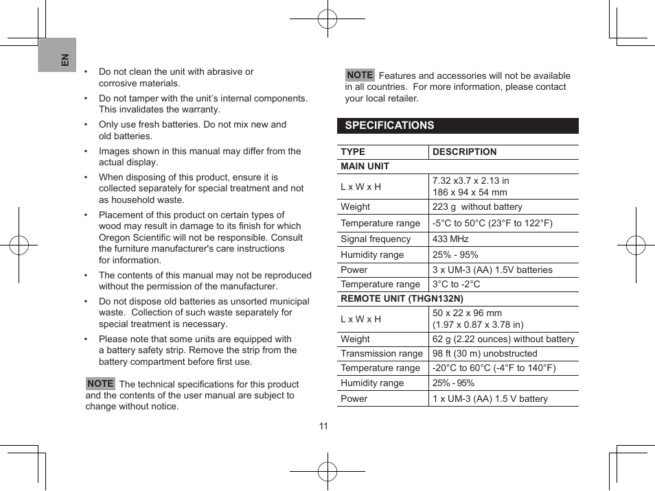 Oregon BAR218HG User Manual | Page 11 / 120