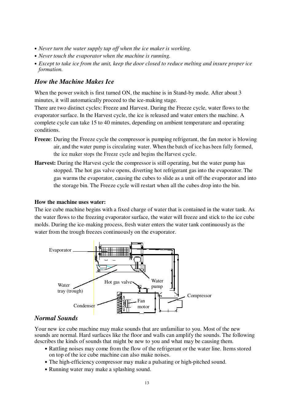 How the machine makes ice, Normal sounds | Orien FS-260IM User Manual | Page 14 / 72