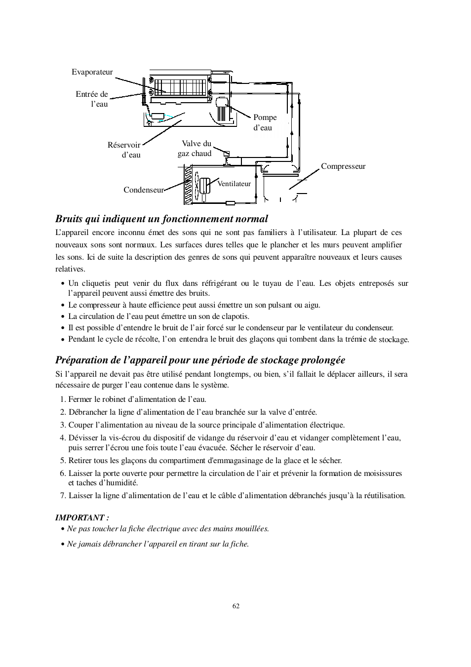 Bruits qui indiquent un fonctionnement normal | Orien FS-260IM User Manual | Page 63 / 72