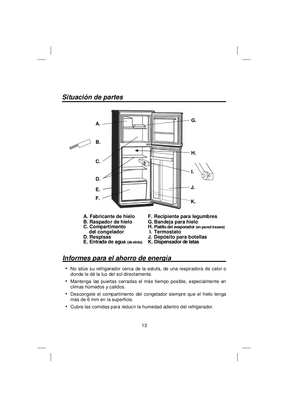 Situación de partes, Informes para el ahorro de energía | Orien FSCD-400IM User Manual | Page 15 / 24