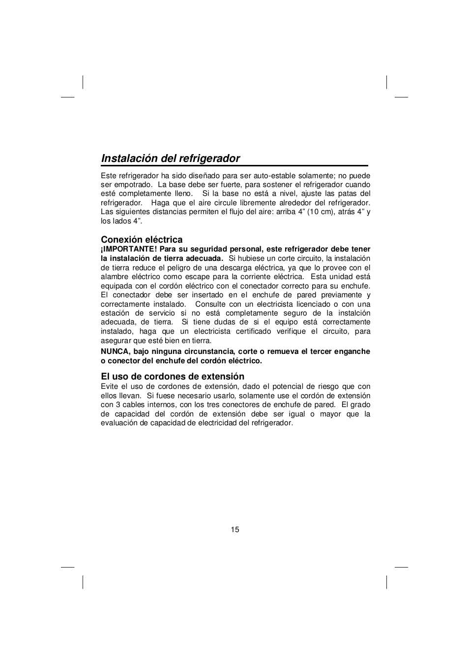 Instalación del refrigerador | Orien FSCD-400IM User Manual | Page 17 / 24