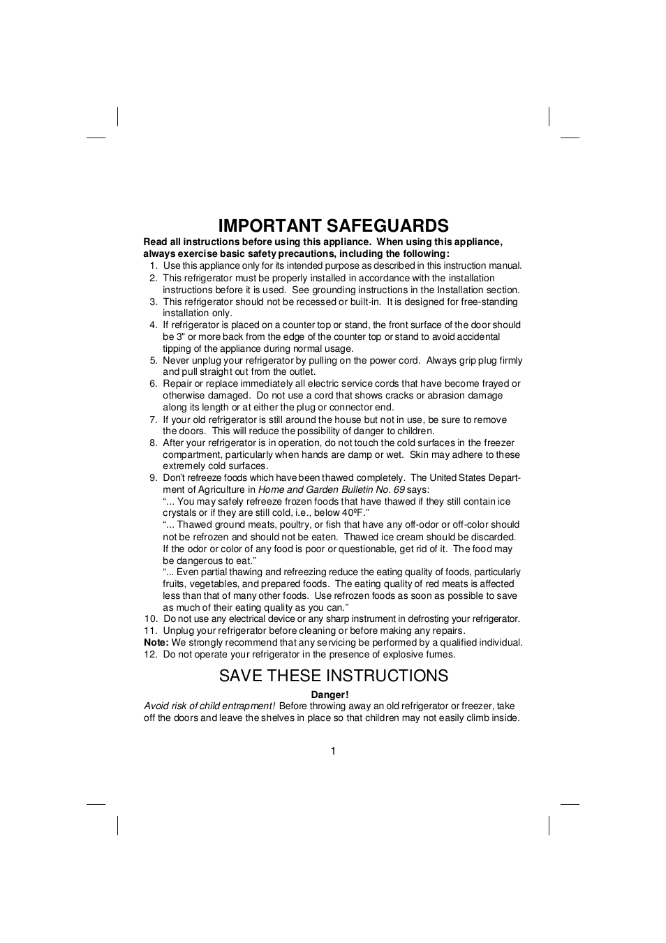 Important safeguards, Save these instructions | Orien FSCD-400IM User Manual | Page 3 / 24