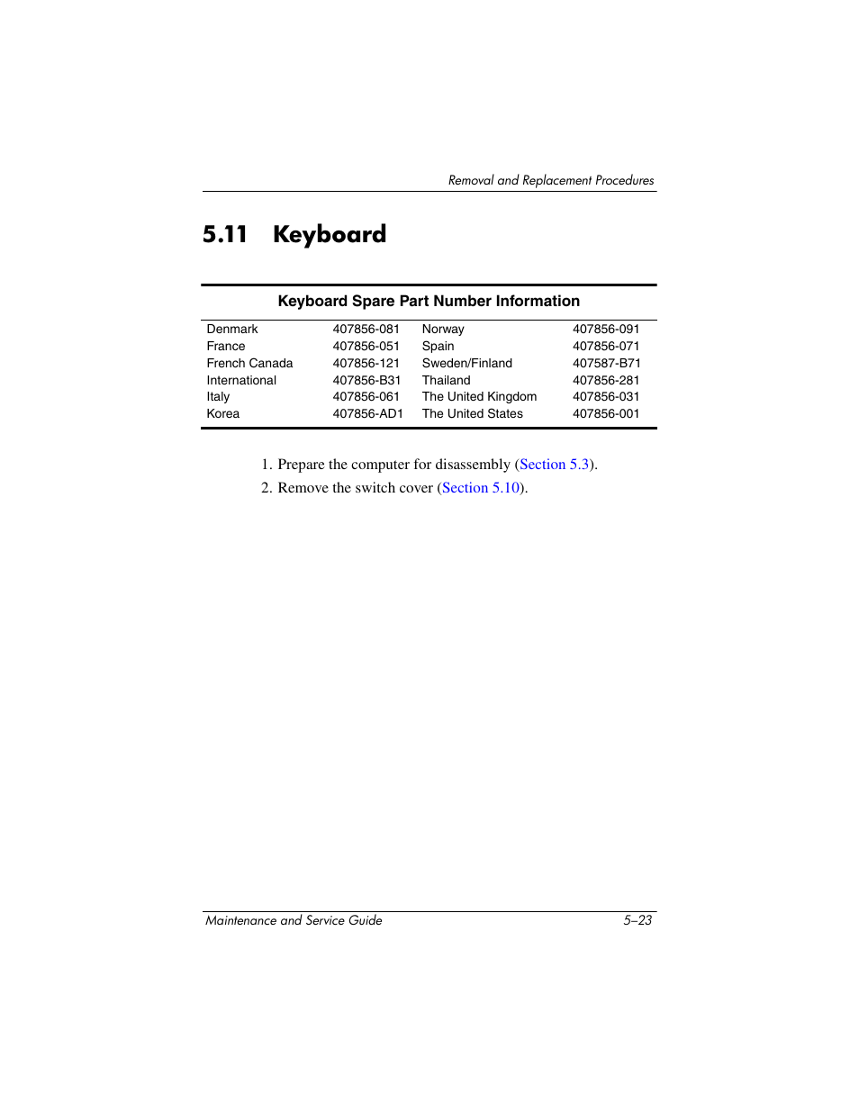 11 keyboard, 11 keyboard –23, Keyboard | Compaq V5100 User Manual | Page 113 / 242