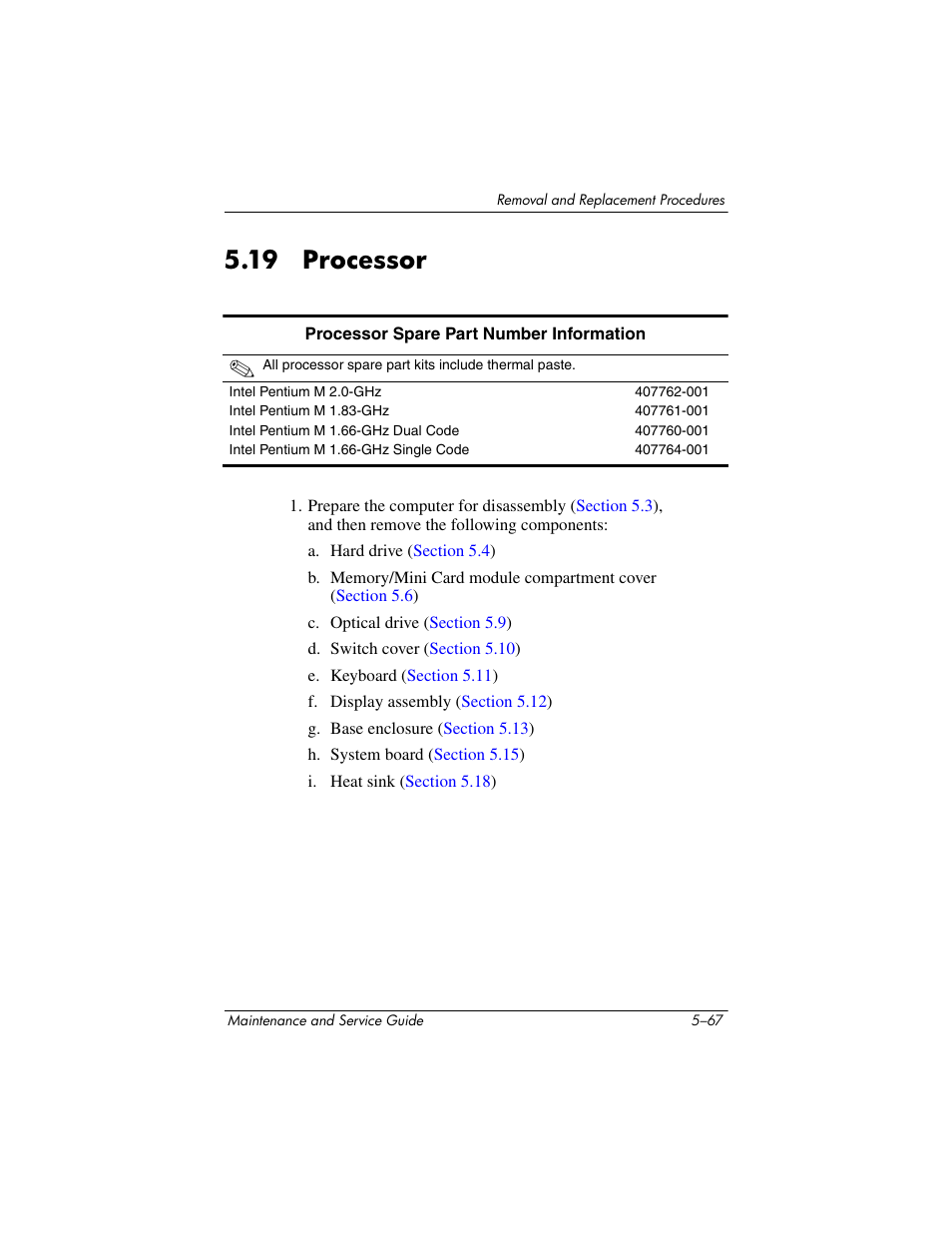 19 processor, 19 processor –67, Processor | Ssor, Section 5.19 | Compaq V5100 User Manual | Page 157 / 242