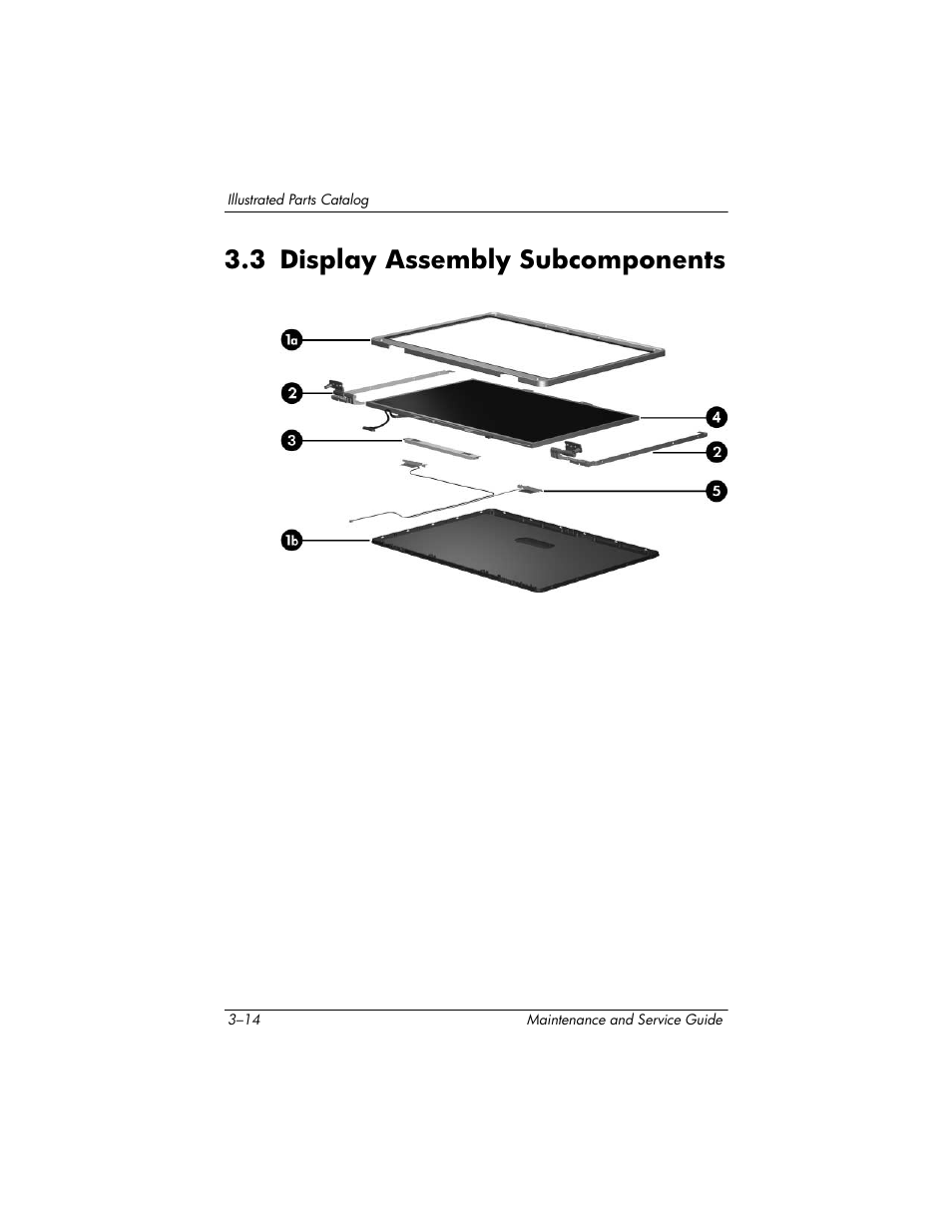 3 display assembly subcomponents, 3 display assembly subcomponents –14, Section 3.3, “display assembly subcomponents | Y assembly internal component spare part number | Compaq V5100 User Manual | Page 68 / 242