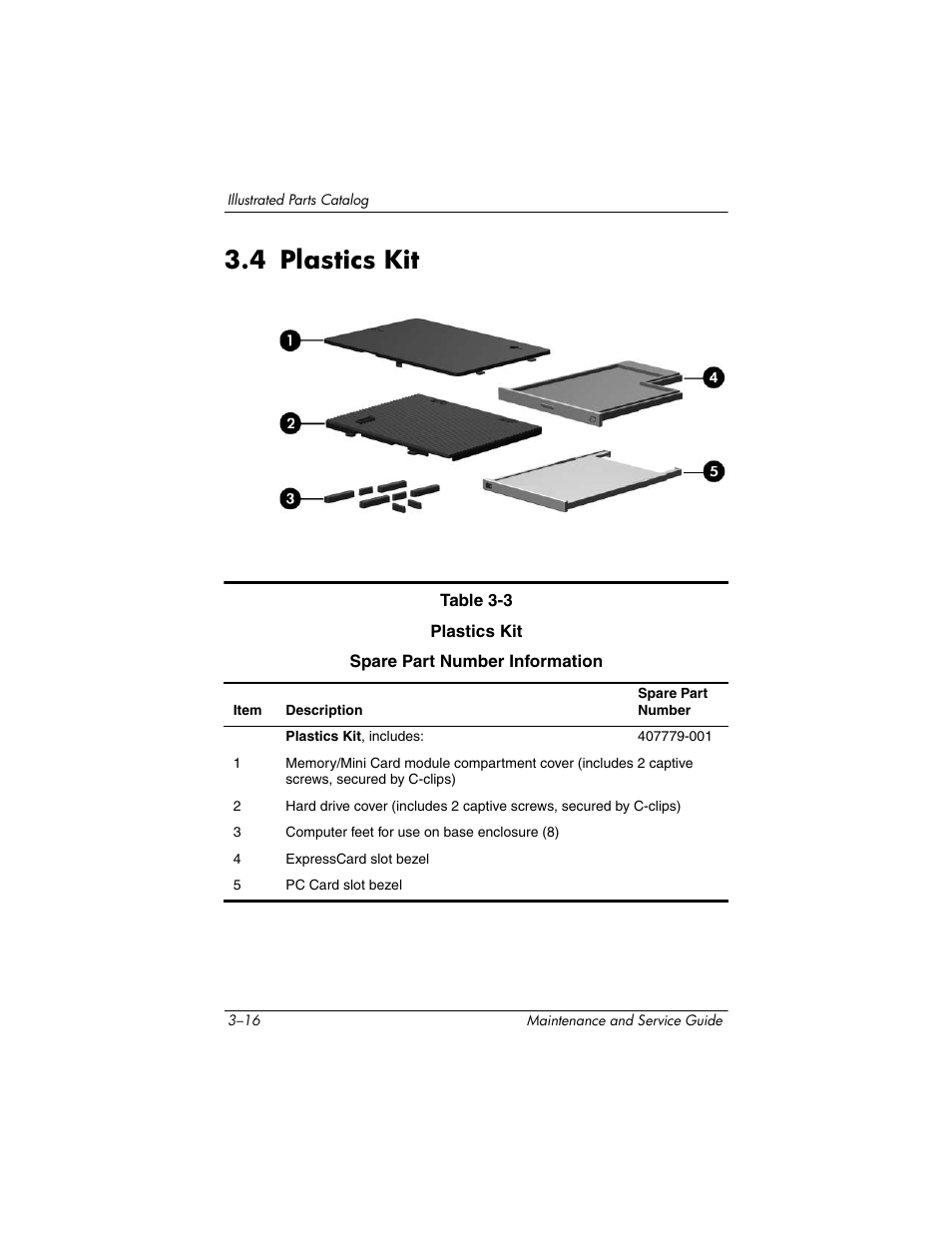 4 plastics kit, 4 plastics kit –16 | Compaq V5100 User Manual | Page 70 / 242