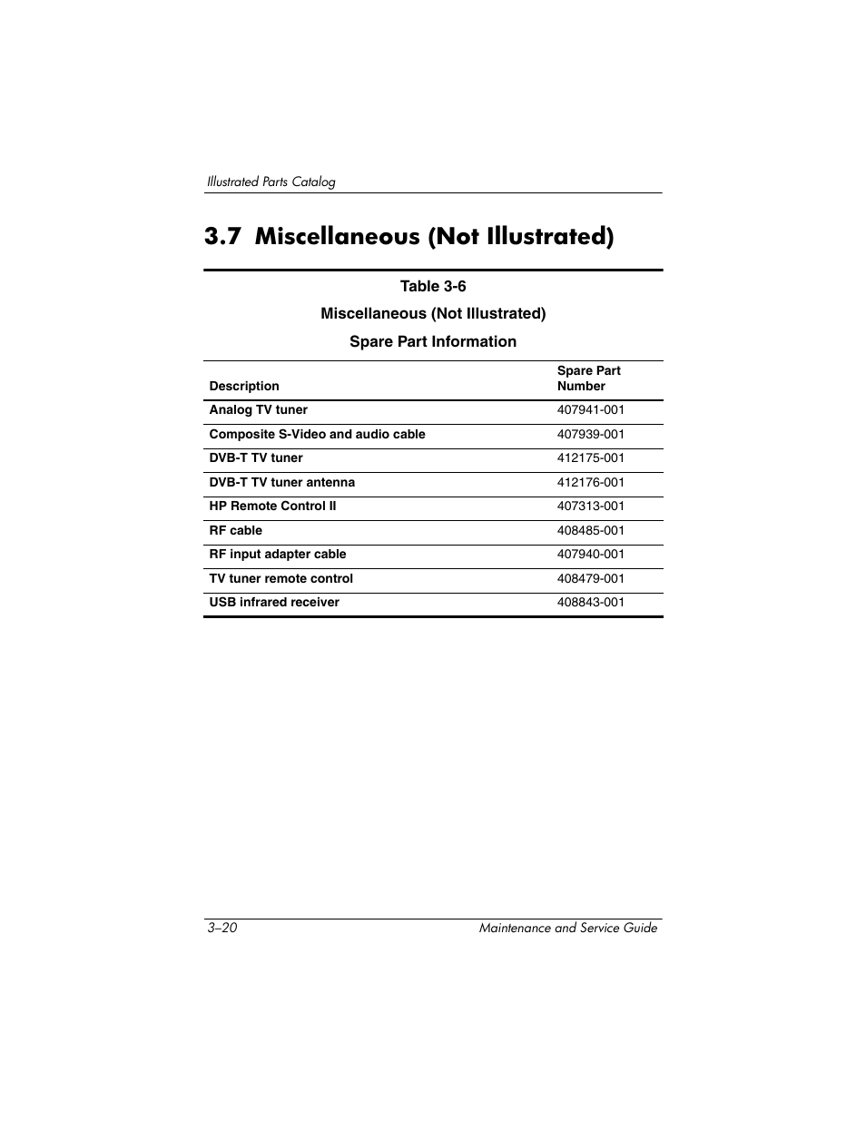 7 miscellaneous (not illustrated), 7 miscellaneous (not illustrated) –20 | Compaq V5100 User Manual | Page 74 / 242