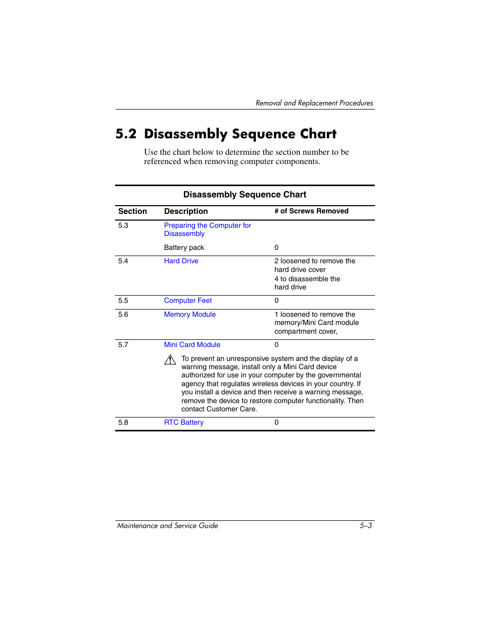 2 disassembly sequence chart, 2 disassembly sequence chart –3 | Compaq V5100 User Manual | Page 93 / 242