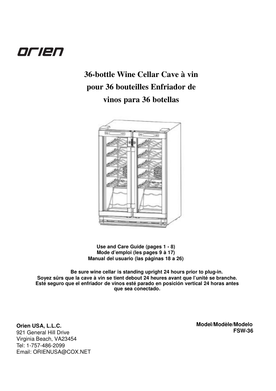 Orien FSW-36 User Manual | 31 pages