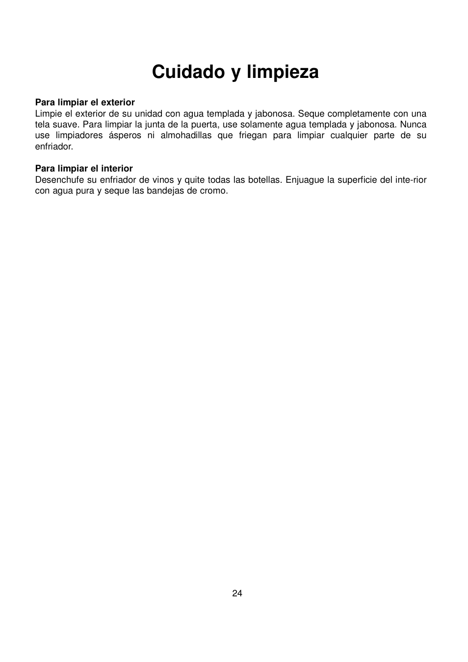 Cuidado y limpieza | Orien FSW-36 User Manual | Page 28 / 31