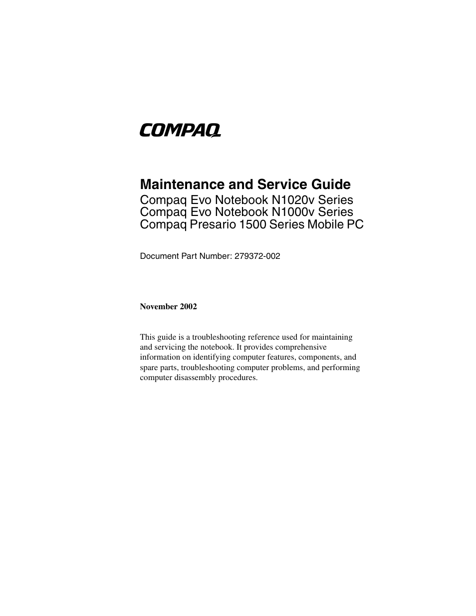 Compaq N1020V User Manual | 219 pages