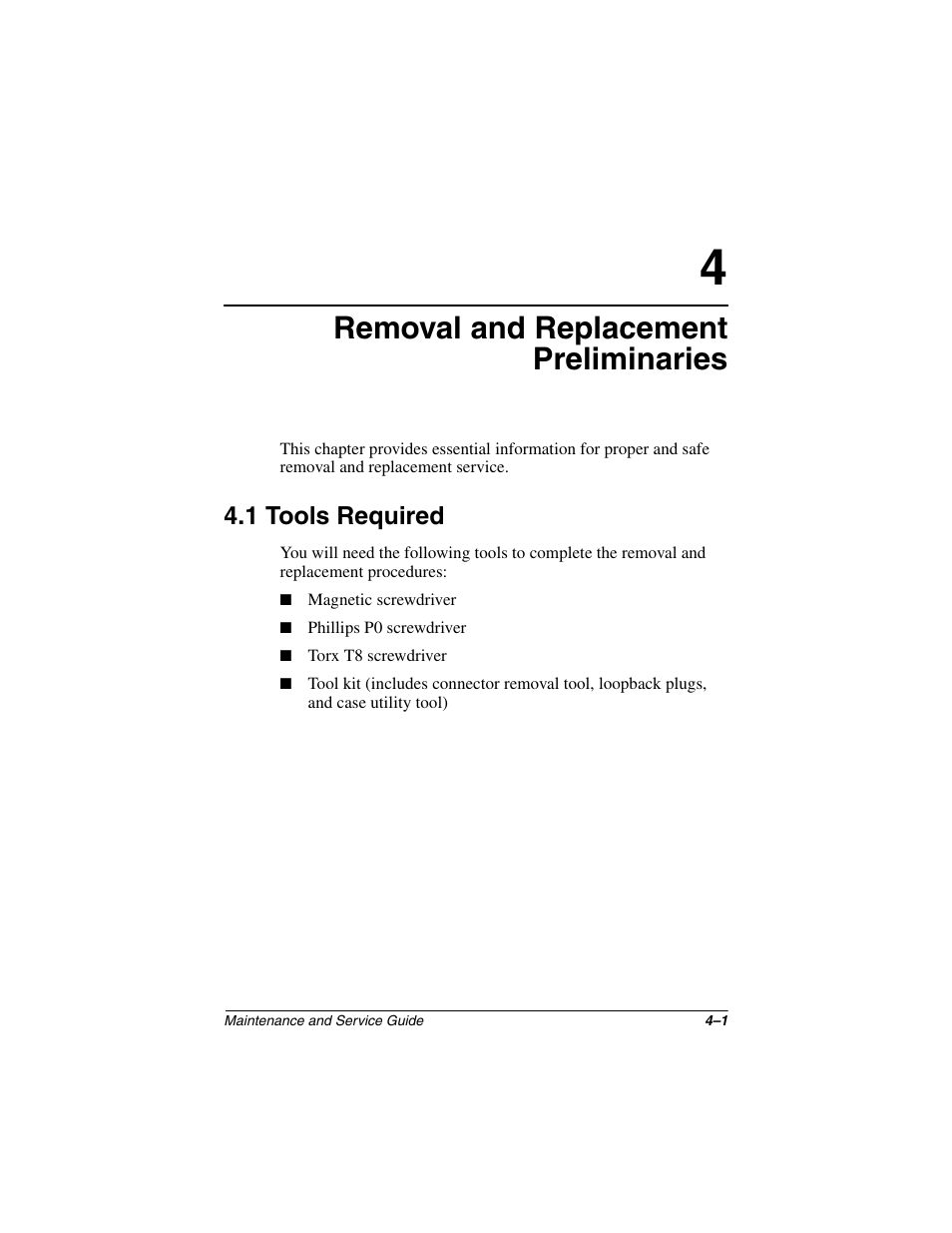 Removal and replacement preliminaries, 1 tools required, 1 tools required –1 | Compaq N1020V User Manual | Page 100 / 219