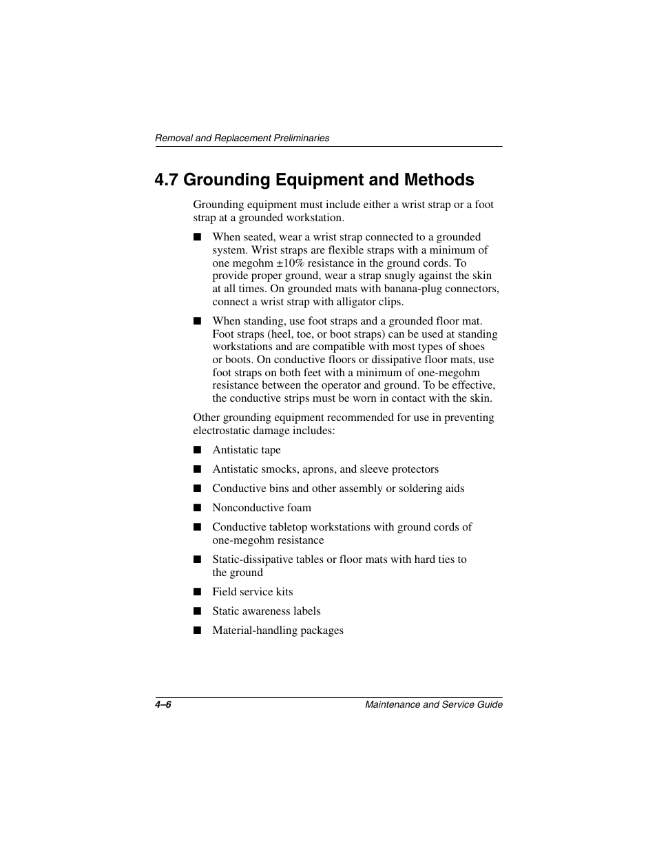 7 grounding equipment and methods, 7 grounding equipment and methods –6 | Compaq N1020V User Manual | Page 105 / 219