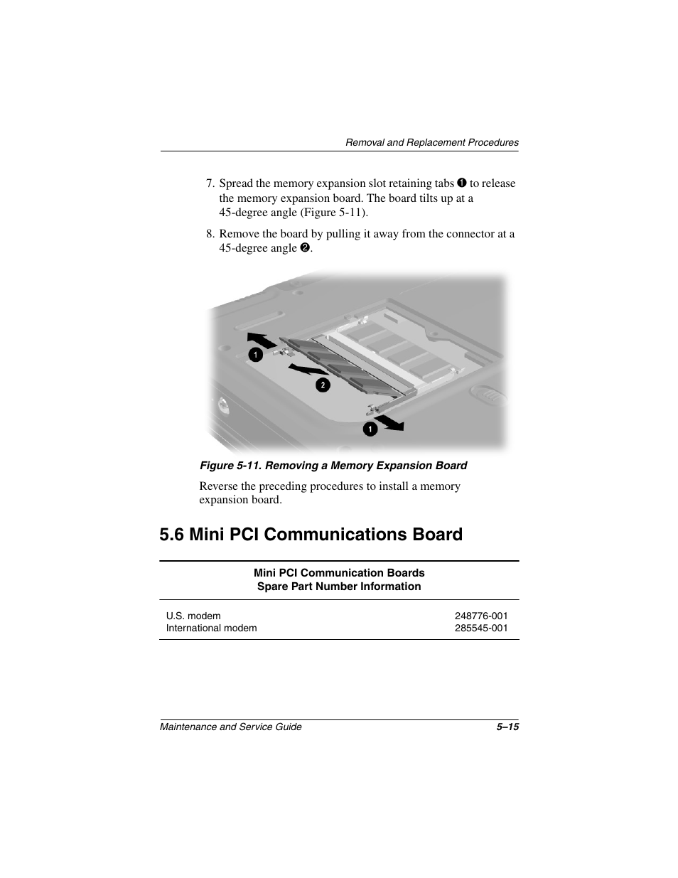 6 mini pci communications board, 6 mini pci communications board –15 | Compaq N1020V User Manual | Page 121 / 219