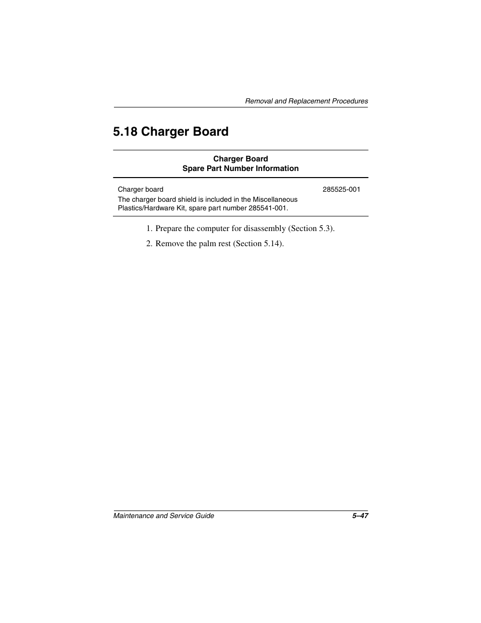 18 charger board, 18 charger board –47 | Compaq N1020V User Manual | Page 153 / 219