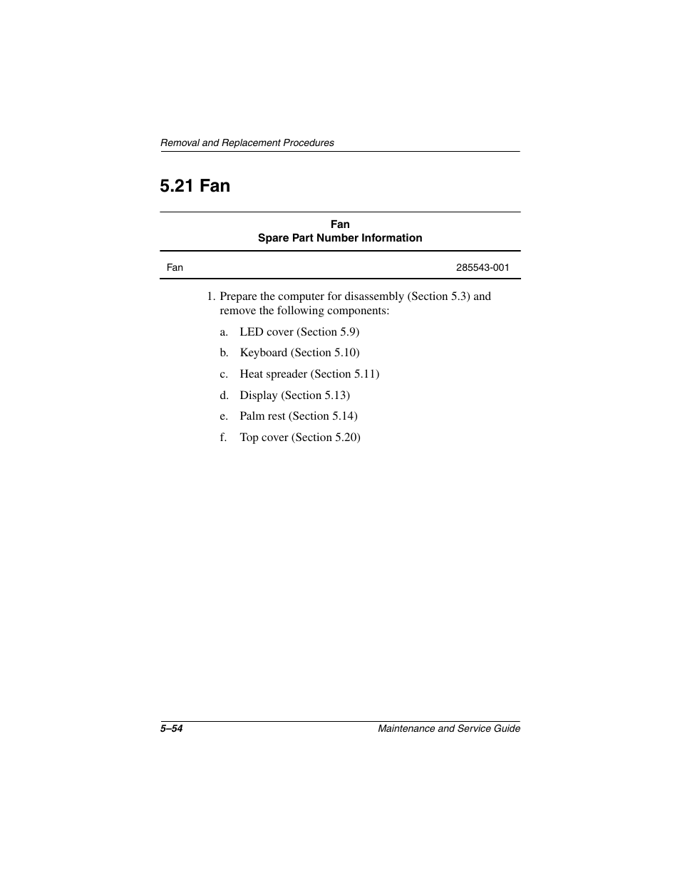 21 fan, 21 fan –54 | Compaq N1020V User Manual | Page 160 / 219