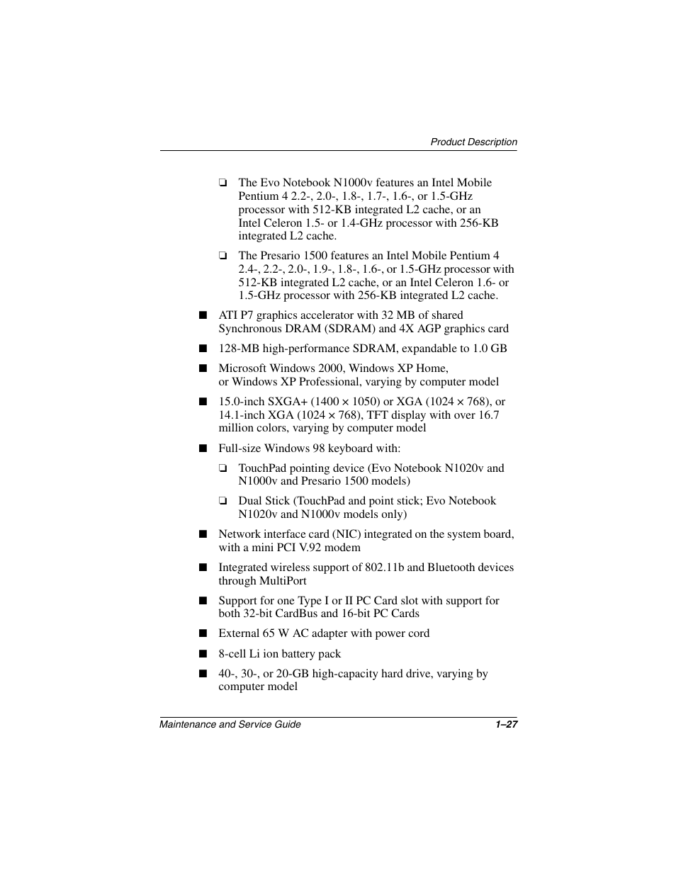 Compaq N1020V User Manual | Page 32 / 219