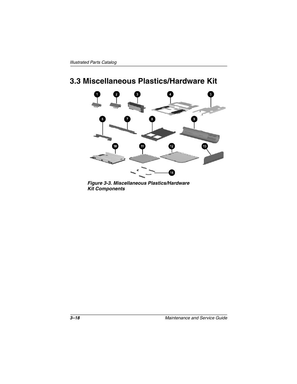 3 miscellaneous plastics/hardware kit, 3 miscellaneous plastics/hardware kit –18 | Compaq N1020V User Manual | Page 93 / 219