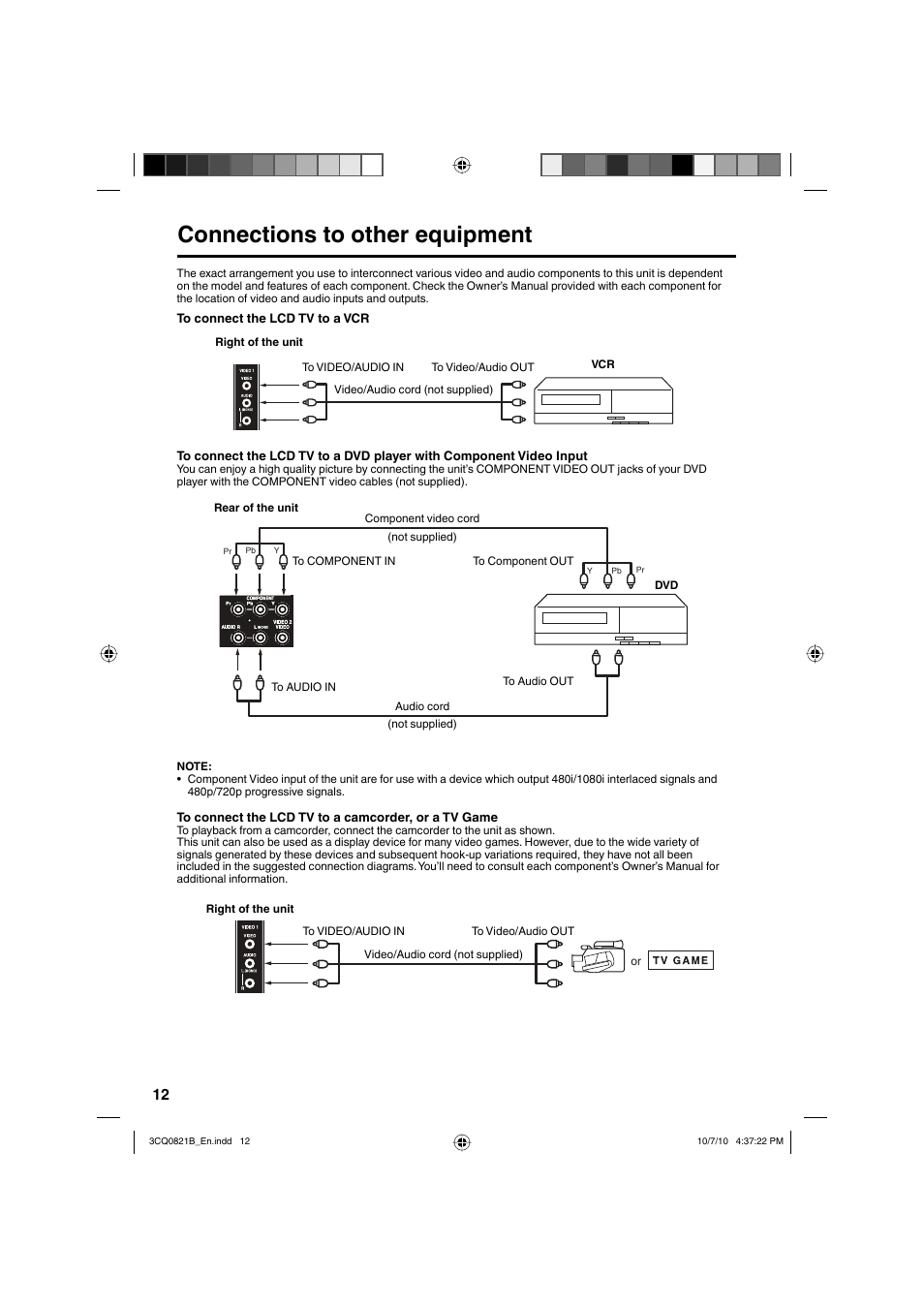 Connections to other equipment | Sansui SLED4280 User Manual | Page 12 / 27