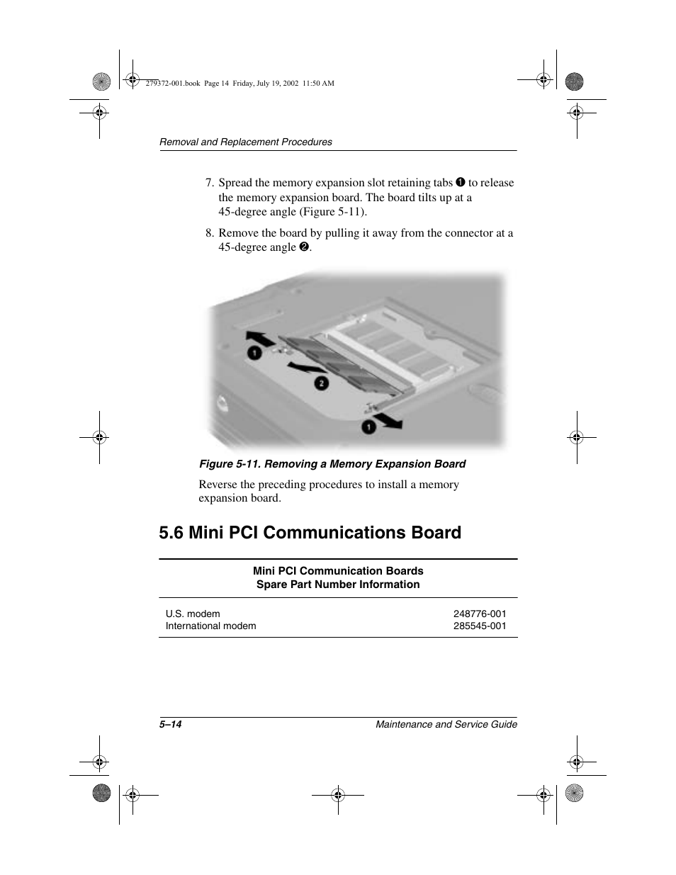 6 mini pci communications board, 6 mini pci communications board –14 | Compaq 1500 User Manual | Page 106 / 204