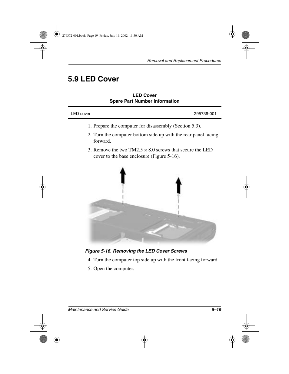 9 led cover, 9 led cover –19 | Compaq 1500 User Manual | Page 111 / 204