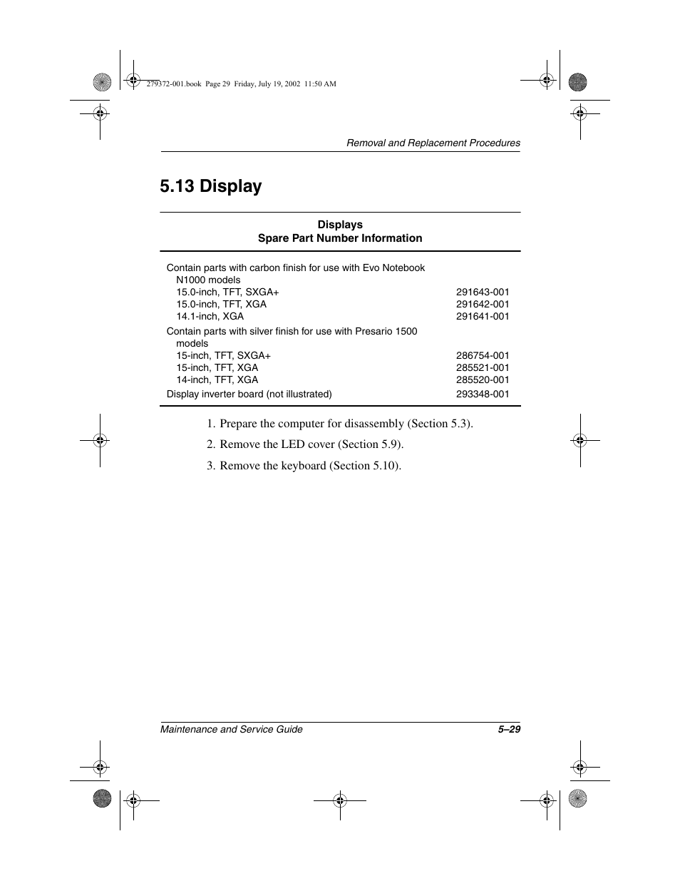 13 display, 13 display –29 | Compaq 1500 User Manual | Page 121 / 204