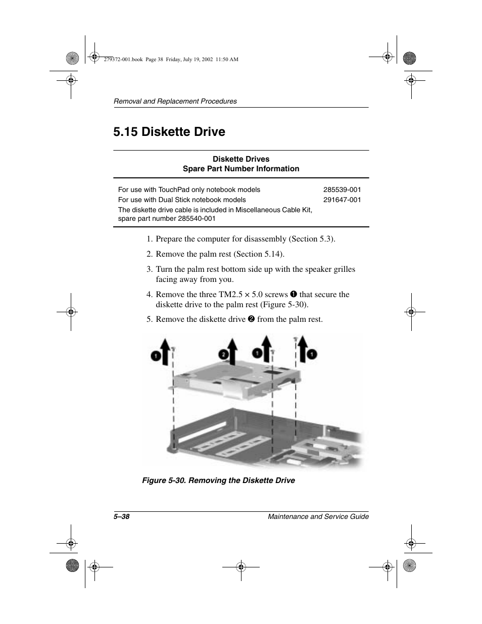 15 diskette drive, 15 diskette drive –38 | Compaq 1500 User Manual | Page 130 / 204