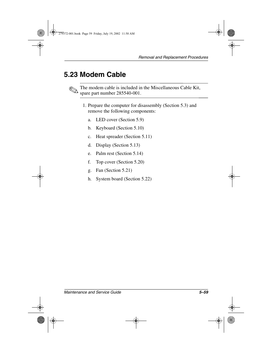 23 modem cable, 23 modem cable –59 | Compaq 1500 User Manual | Page 151 / 204