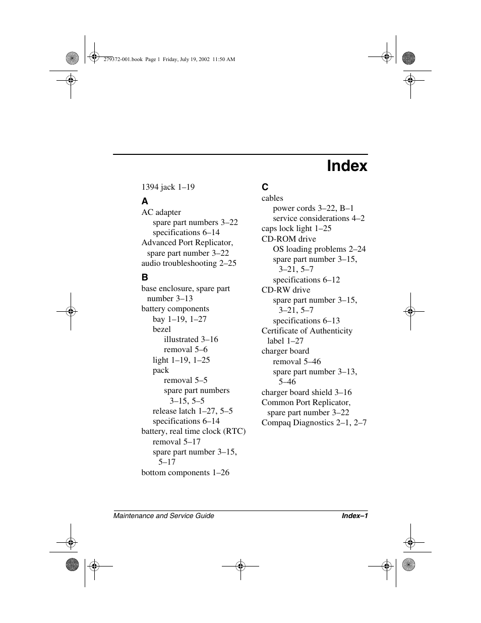 Index | Compaq 1500 User Manual | Page 198 / 204