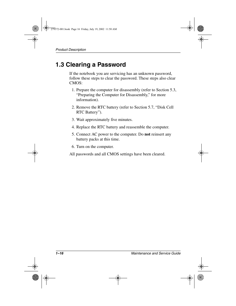 3 clearing a password, 3 clearing a password –16 | Compaq 1500 User Manual | Page 21 / 204