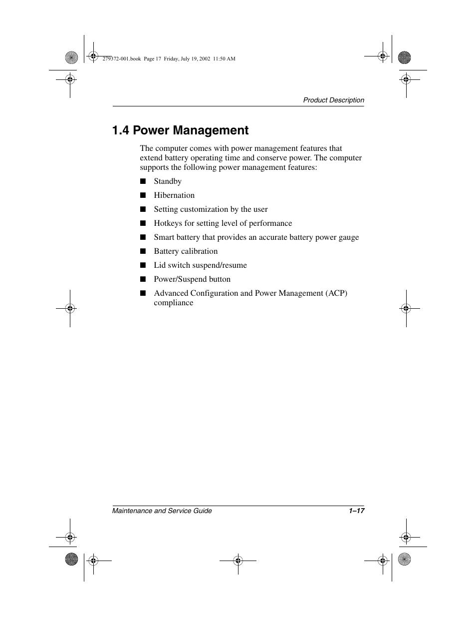 4 power management, 4 power management –17 | Compaq 1500 User Manual | Page 22 / 204