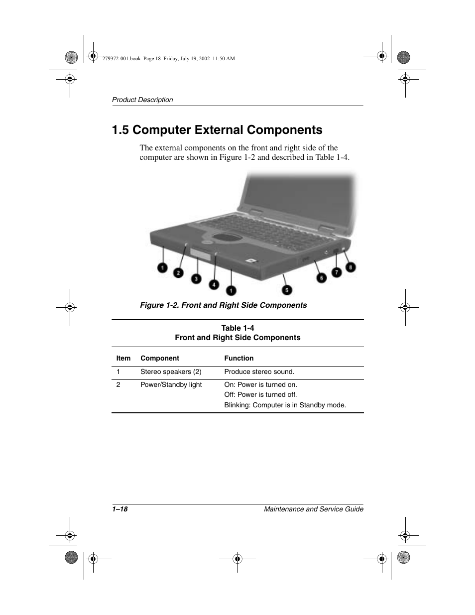 5 computer external components, 5 computer external components –18 | Compaq 1500 User Manual | Page 23 / 204