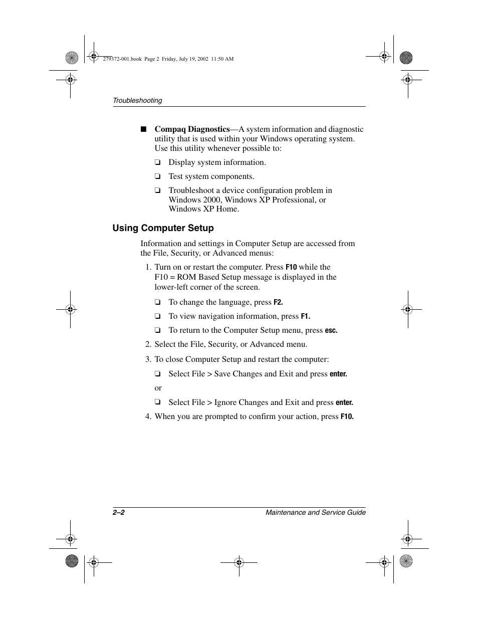 Using computer setup | Compaq 1500 User Manual | Page 35 / 204